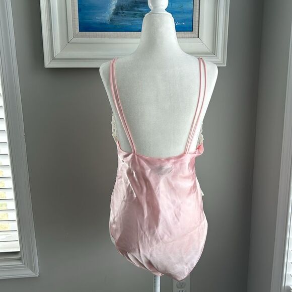 Vintage 80s Victorias Secret Gold Label Pink Lace Nightie Sexy Bodysuit Medium - Picture 8 of 16